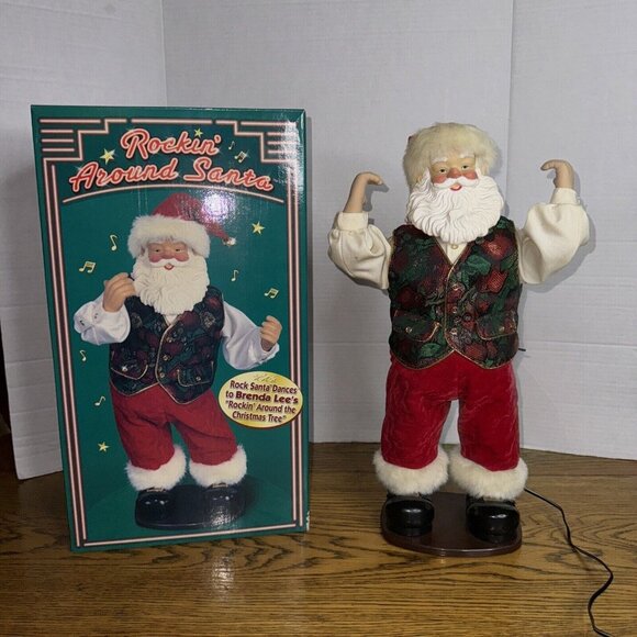 Rockin Around the Christmas Tree Dancing Santa 16" 1999 Works Good - Picture 3 of 16
